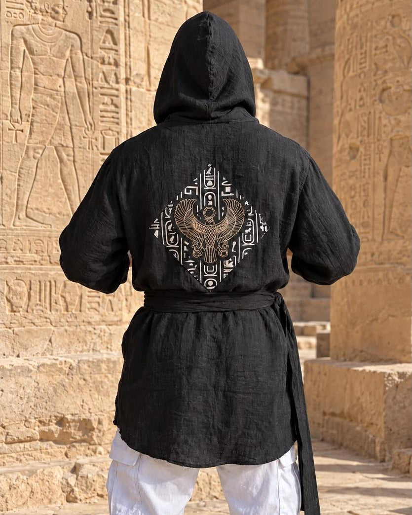 Horus Hoodie black linen