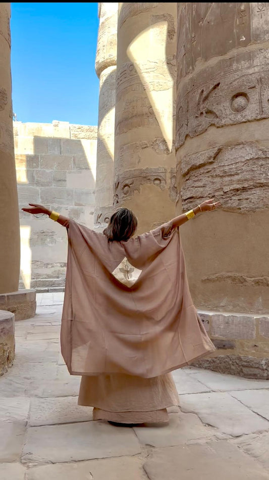 Exclusive limited edition bone cotton embroidered Isis robe