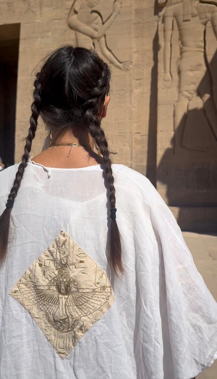 Exclusive white cotton embroidered galactic Isis robe