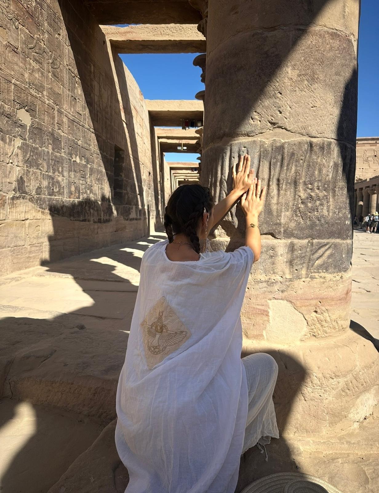 Exclusive white cotton embroidered galactic Isis robe