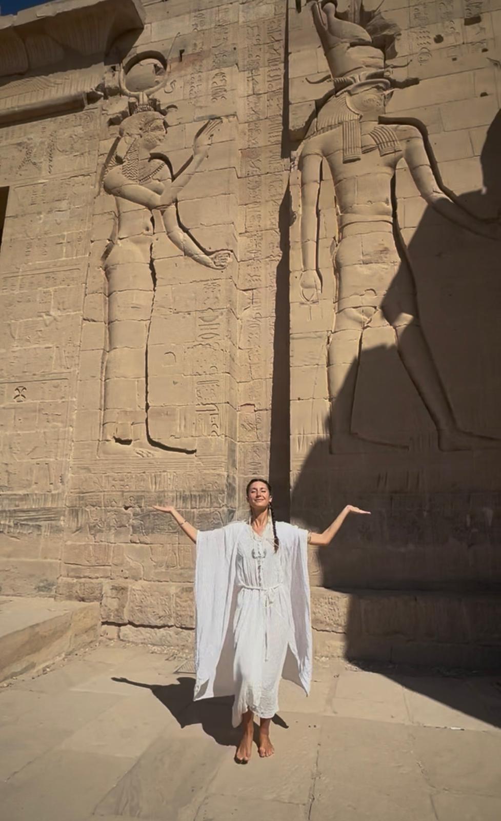 Exclusive white cotton embroidered galactic Isis robe