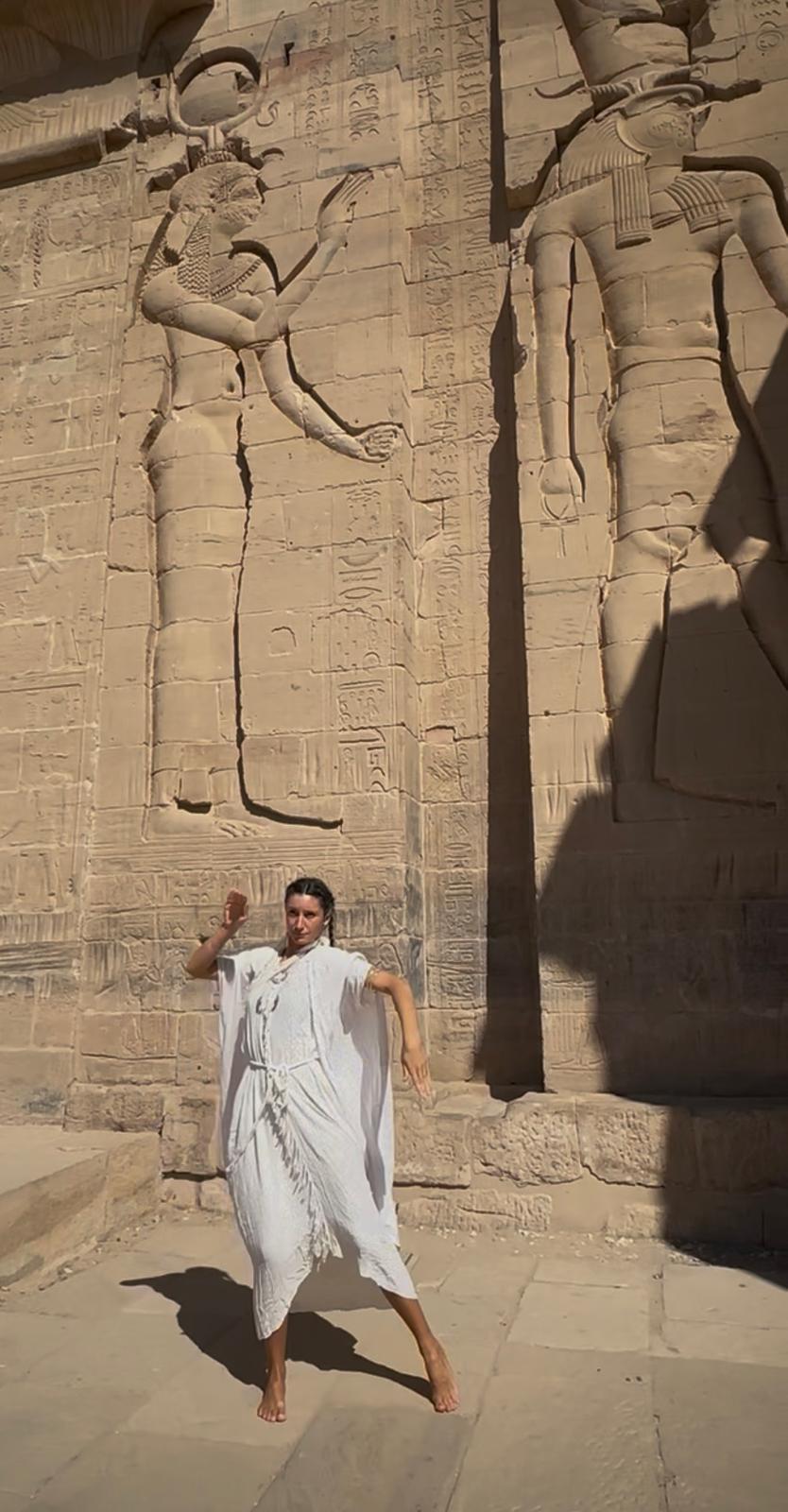 Exclusive white cotton embroidered galactic Isis robe