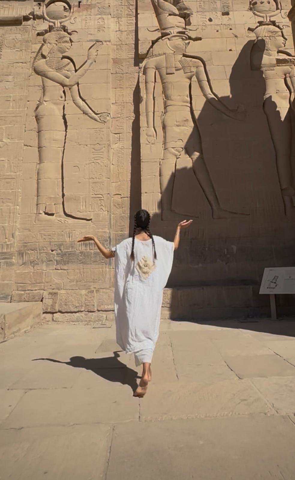 Exclusive white cotton embroidered galactic Isis robe