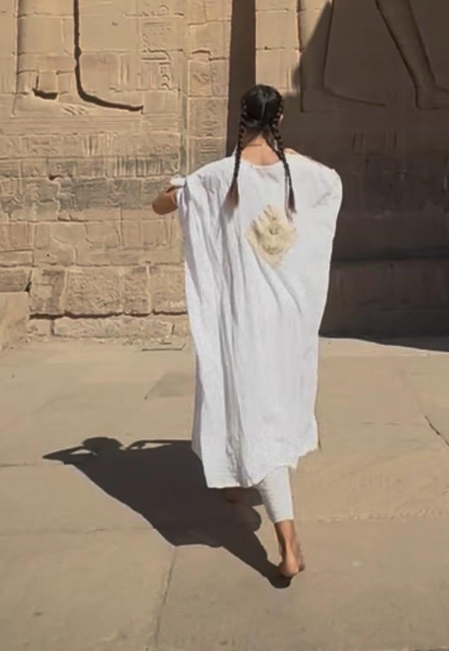 Exclusive white cotton embroidered galactic Isis robe