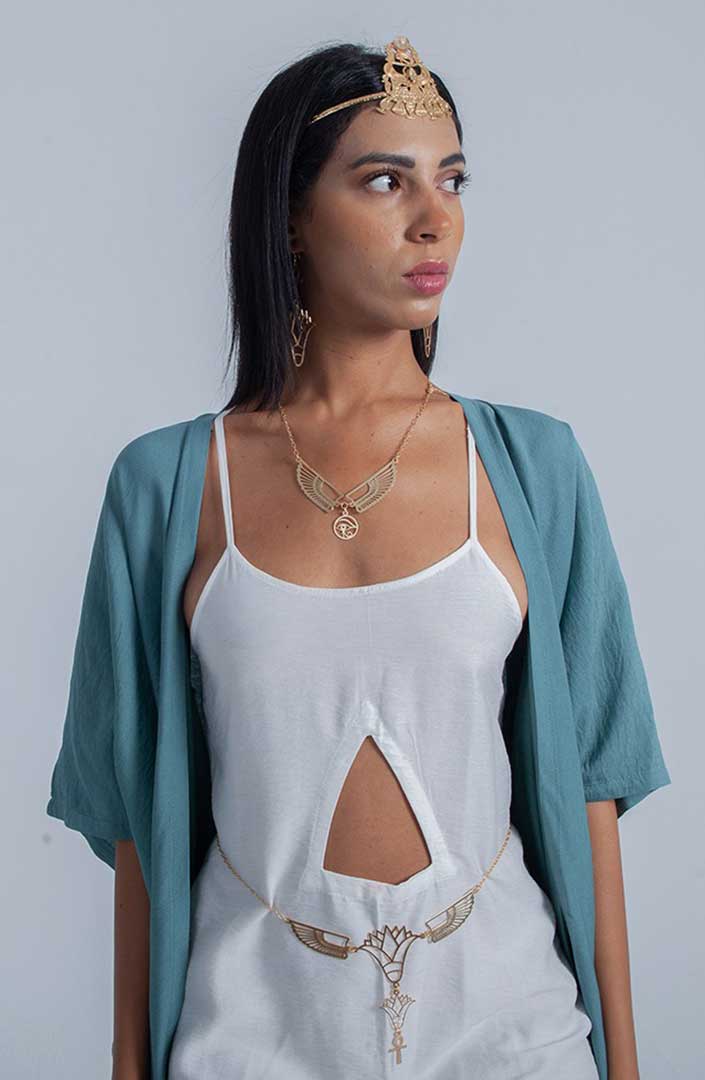 Winged Lotus Bellychain/ Knecklace / Choker