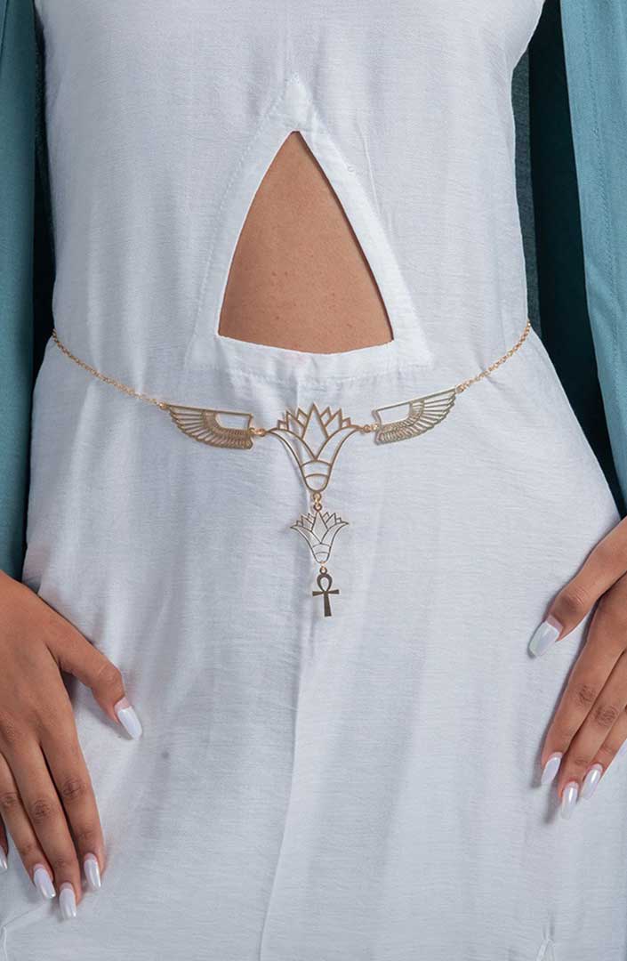 Winged Lotus Bellychain/ Knecklace / Choker