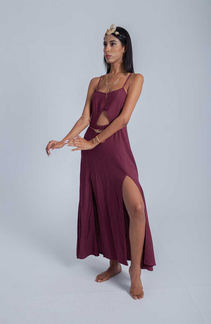 Pyramid Dress in Wine