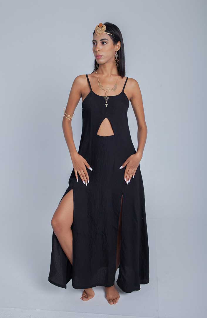 Pyramid Dress in Charcoal Black