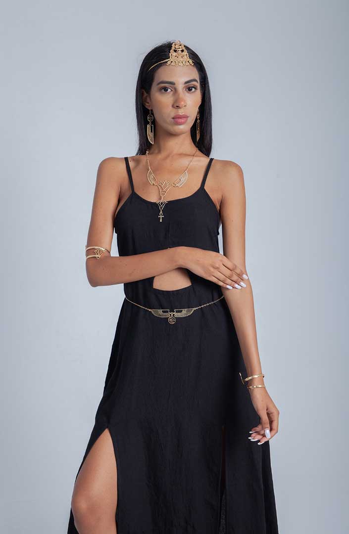Pyramid Dress in Charcoal Black