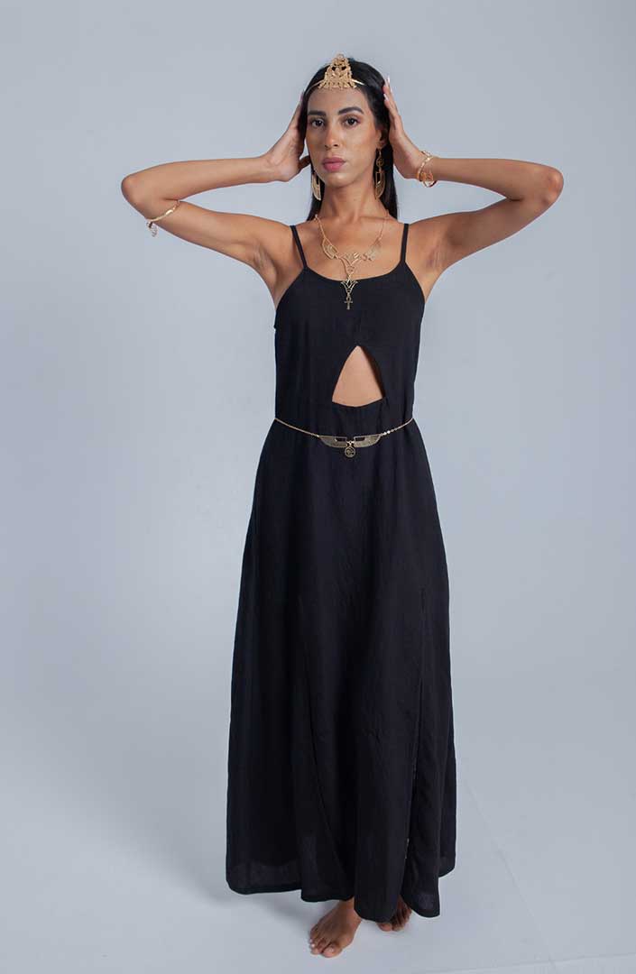 Pyramid Dress in Charcoal Black
