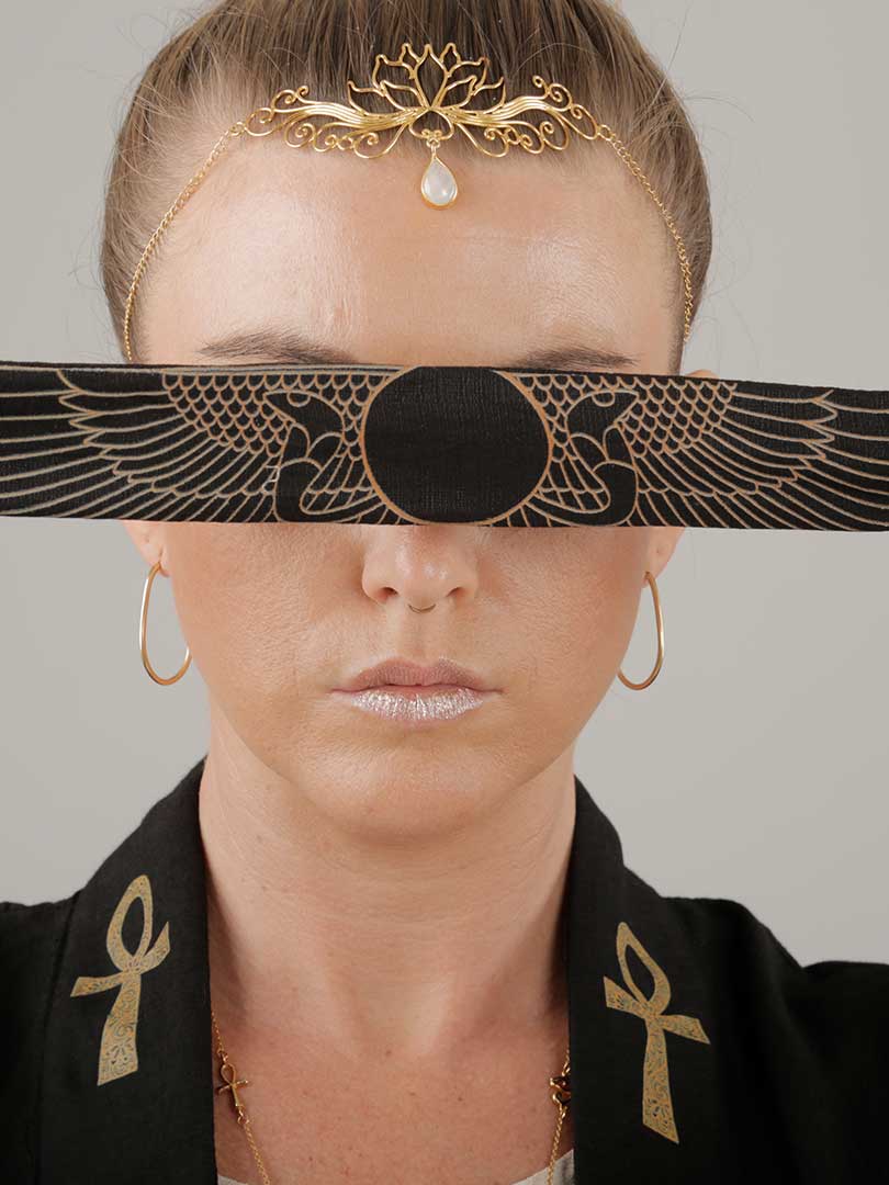 Horus Mystic Ankh Kimono black linen
