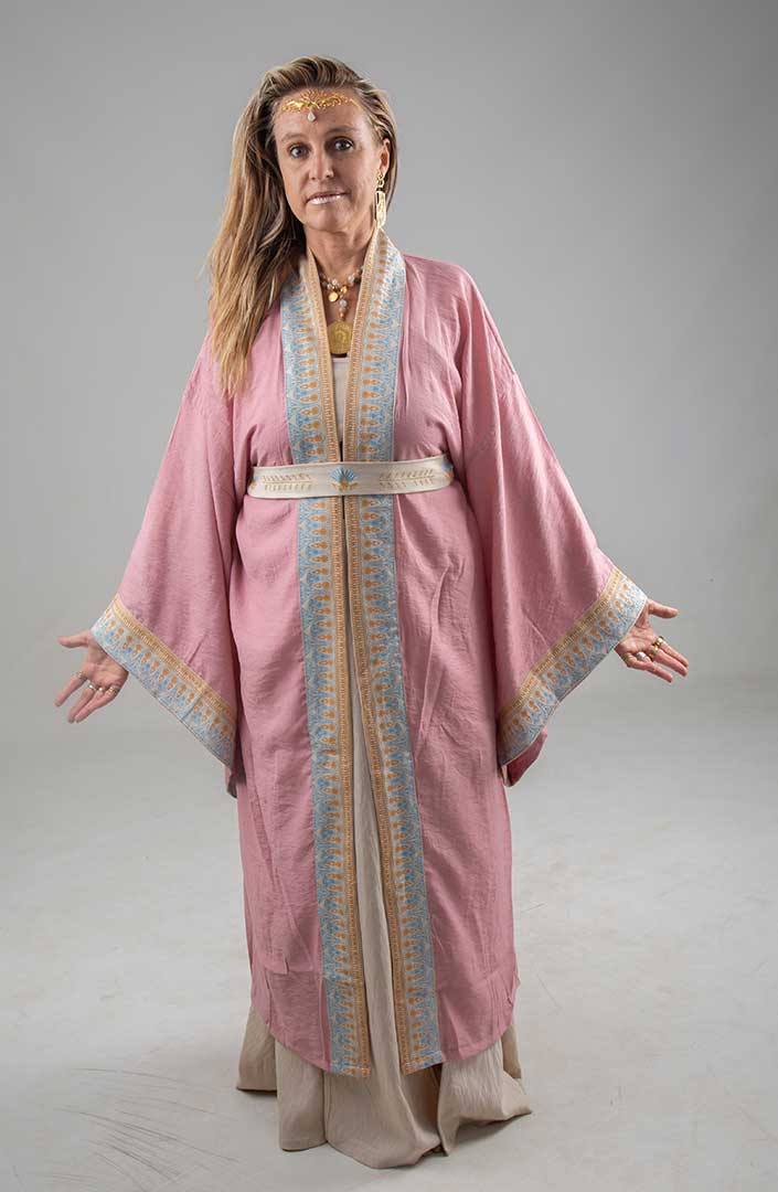 Lotus Offering Mystic Kimono pink linen
