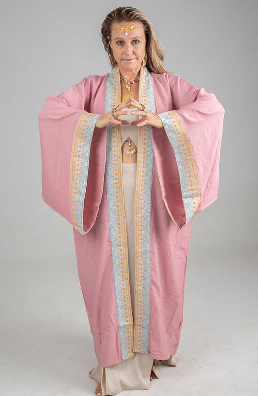 Lotus Offering Mystic Kimono pink linen