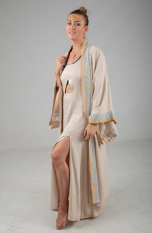 Lotus Offering Mystic Kimono sand linen