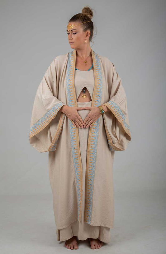 Lotus Offering Mystic Kimono sand linen