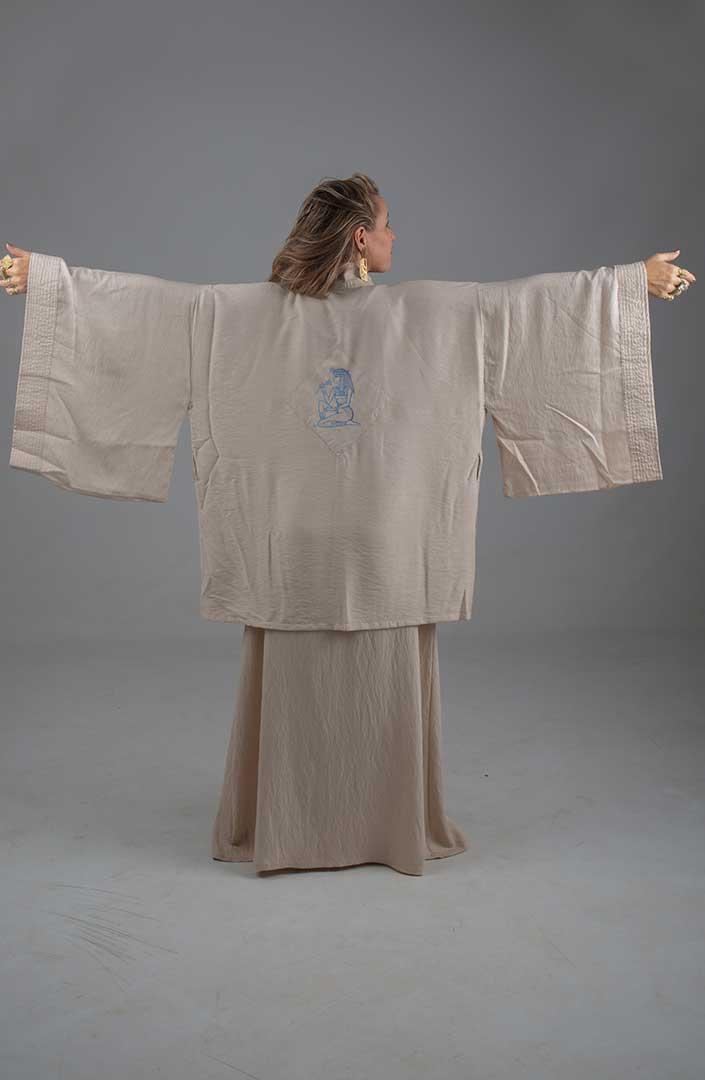 Lotus Priestess Kimono light sand linen